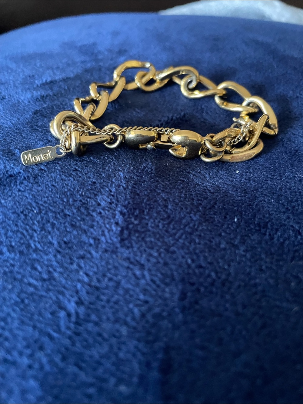 Vintage Monet Women Gold-Tone Chain Bracelet